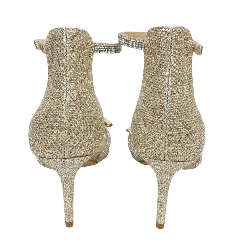 Jewel Badgley Mischka Lenny Heel Dress Sandals Light Gold Size 5